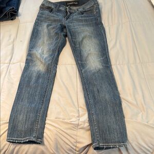 Express Blue Skinny Jeans with Distressed Details